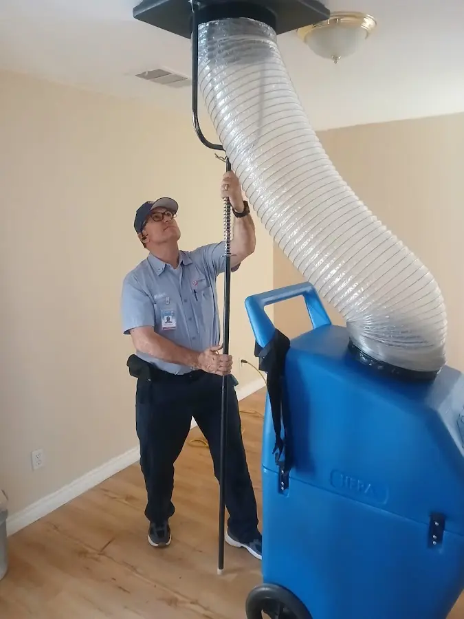 Mini Split Installation technician using HEPA equipment in Vancleave